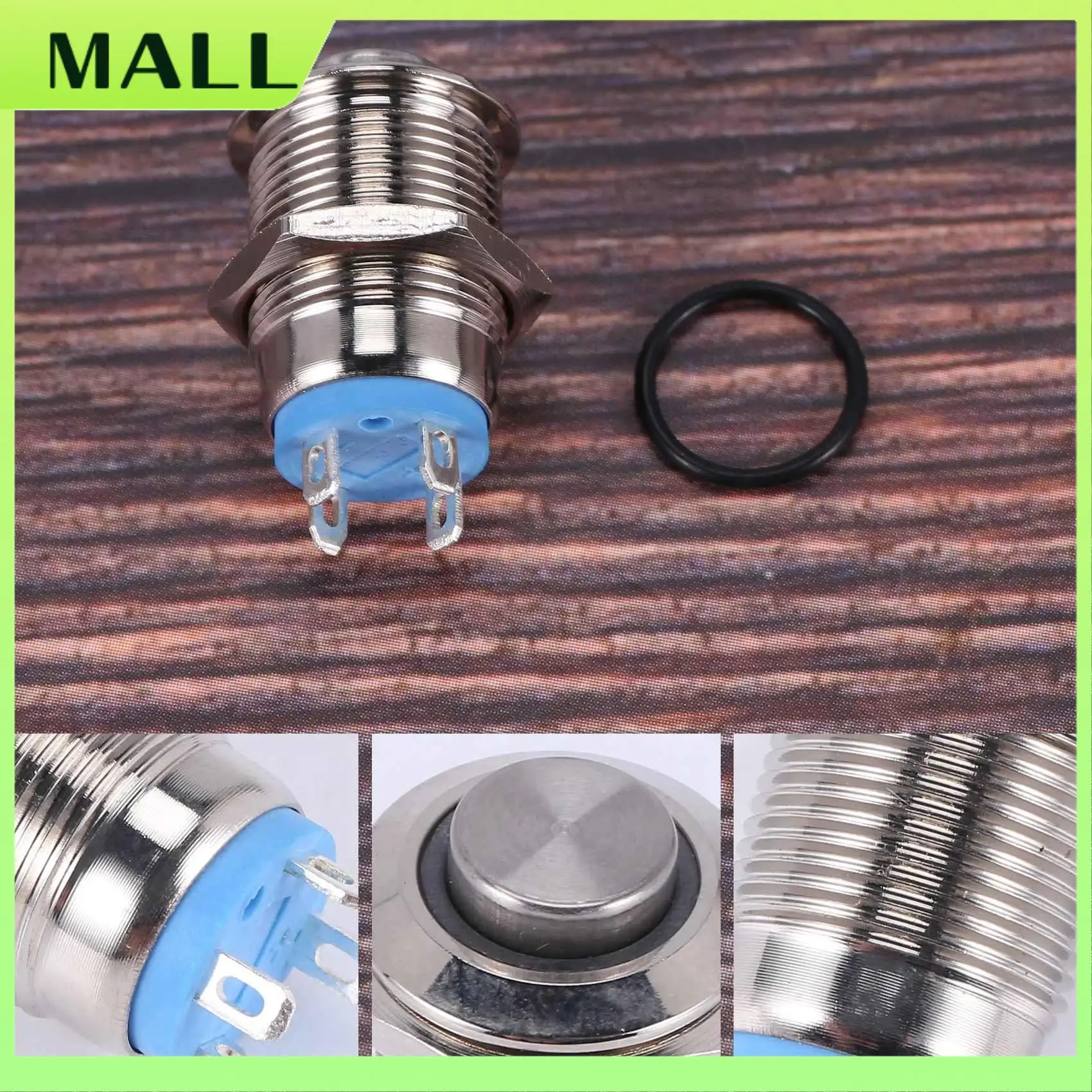 MALL 3V Pulsador Interruptor Timbre Botón Azul LED 12 Mm Plata