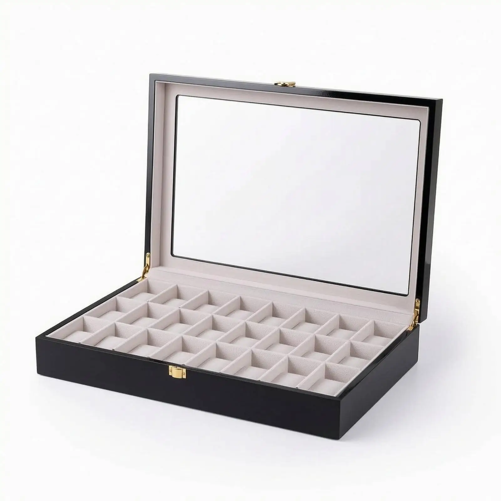 Watch Box with Clear Lid Glossy Organizer Rectangular for Boutique, Collectors