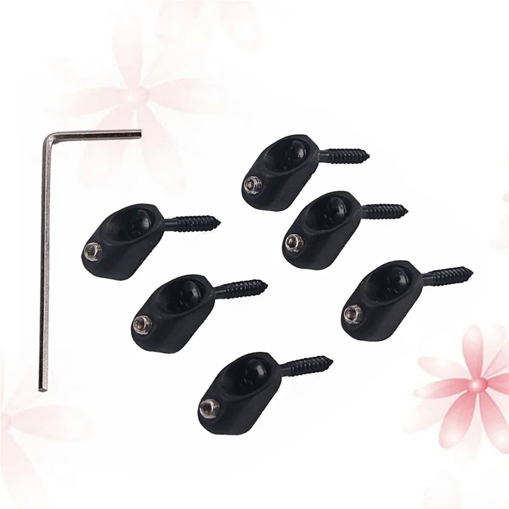 Afbeelding 4: 6 stks Headless Gitaar Vergrendeling Set Metalen Elektrische Bas String Borgmoer Duurzame Gitaar Onderdelen Accessoire Voor Headless Bridge Moer