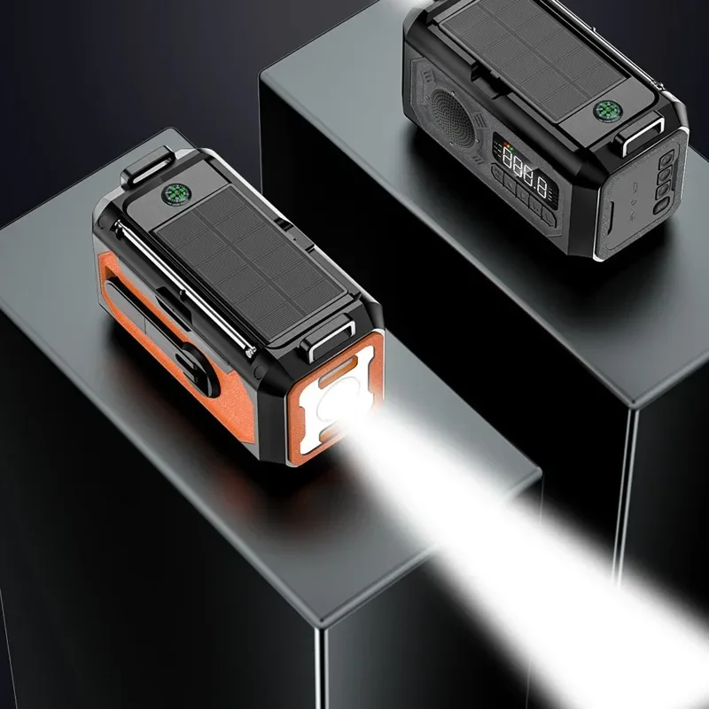 

12000mah Outdoor Emergency Radio Solar Hand-Cranked Radio AM/FM/NOAA Weather Radio with 2 Solar Panels SOS Emergency Alarm