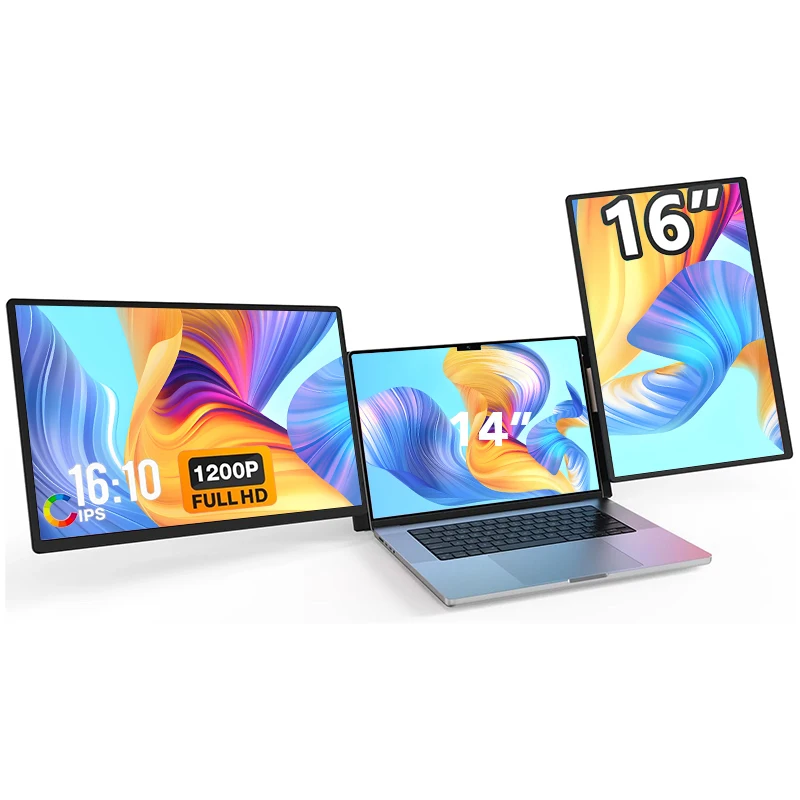 

16-дюймовый портативный IPS ЖК-панель, удлинитель экрана ноутбука, тройной удлинитель USB-соединения для портативного монитора ПК