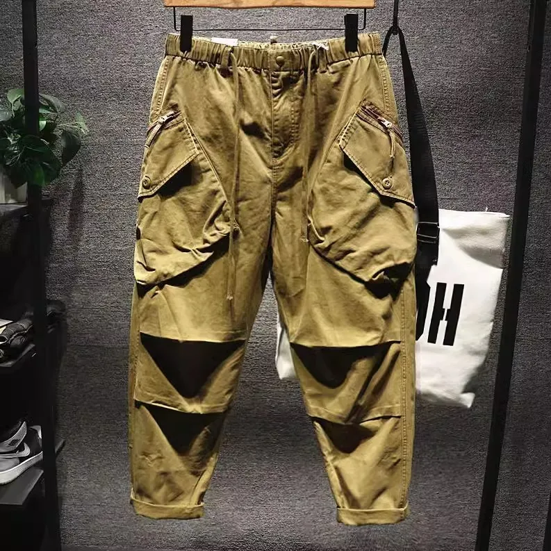 Retro American Men's Wear Resistant Tapered Loose Work Pants Casual Spring Autumn Youth Tee-dimensional ket Leisure Long...