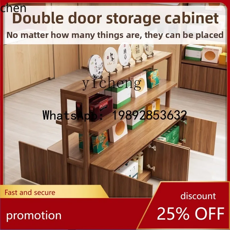 HT  solid wood double-sided tea cabinet Nakashimadai tea shop gift display cabinet display table