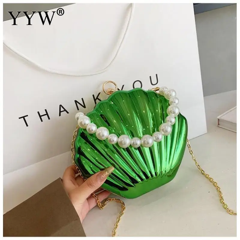 Acrylic Shell Bag Crossbody Bag For Women 2023 New Wedding Bridal Handbag Pearl Beaded Fashion Chain Party Bags Evening Bag