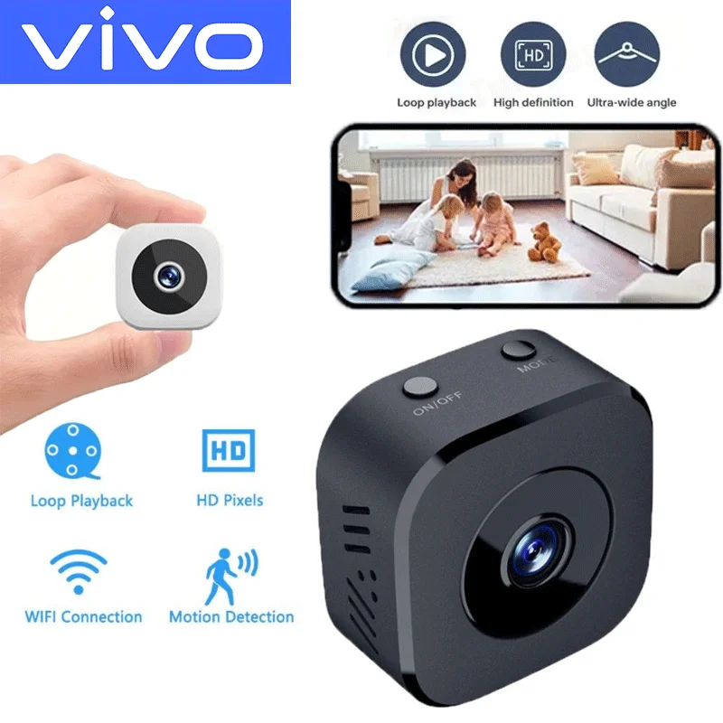 كاميرا مراقبة VIVO Mini Pro 8K FullHD WiFi مع كاميرا مراقبة للرؤية الليلية بالأشعة تحت الحمراء لكشف الحركة الصوتية ثنائية الاتجاه
