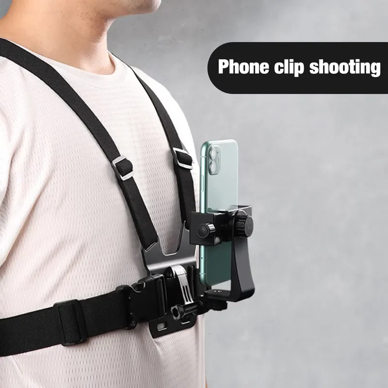 Universal Bike Motorcycle Phone Mount Holder Chest Strap Vest for Running Cycling Compatible with GoPro Insta360 Action