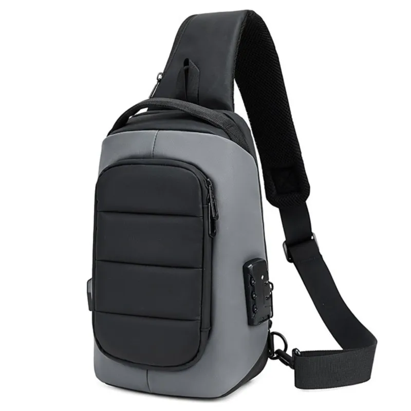 

Мужская водонепроницаемая нагрудная сумка большой вместимости с внешним USB-портом для зарядки, противоугонная сумка через плечо на одно плечо