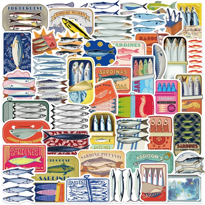 10/30/50PCS Kawaii Sardine PVC Sticker Aesthetic Children's Decoration Scrapbooking Supplies DIY Hand Accounting for Kids