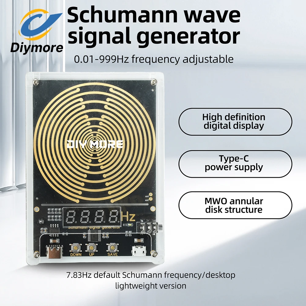 Schumann Wave Generator 0.01-9999Hz Frequency Resonator 7.83Hz Default Type-C 5V with 3.5mm Audio Jack for Sleep Yoga Meditation