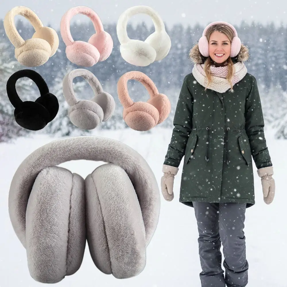 Orejeras plegables suaves para invierno, calentador de orejas grueso y cálido, protección para los oídos anticongelante, orejeras de piel sintética para mujeres y hombres al aire libre
