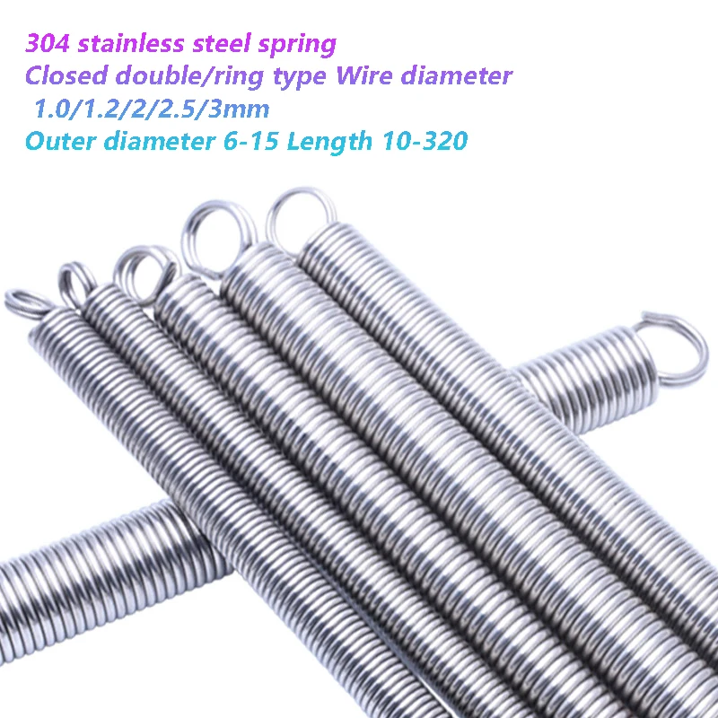 Stainless Steel Shut up S Hook Tension Spring 2.0 Cylindroid Helical Draught Extension Expansion Tensile Spring Length 40-324mm