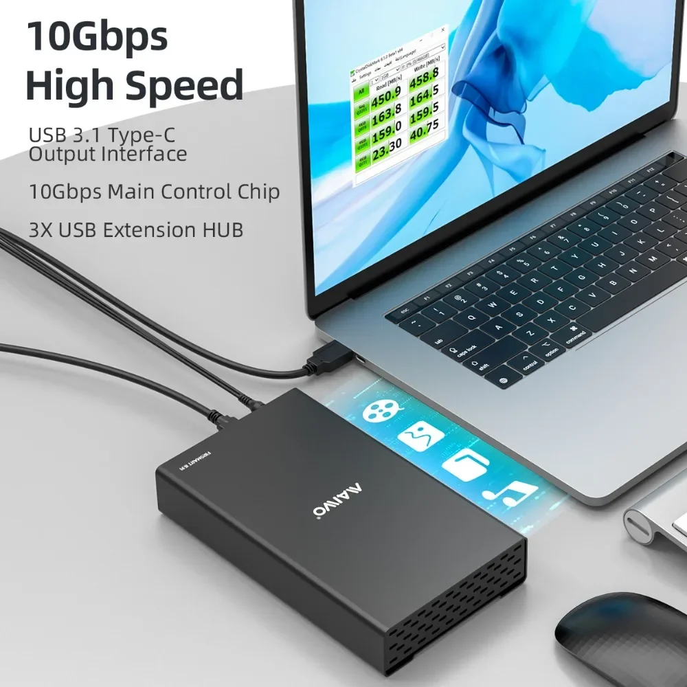 MAIWO-Boîtier de disque dur externe SATA SSD HDD USB3.1 Type-C vers SATA, adaptateur de lecteur, 10Gbps, prise en charge UASP, 2.5 pouces, 3.5 pouces