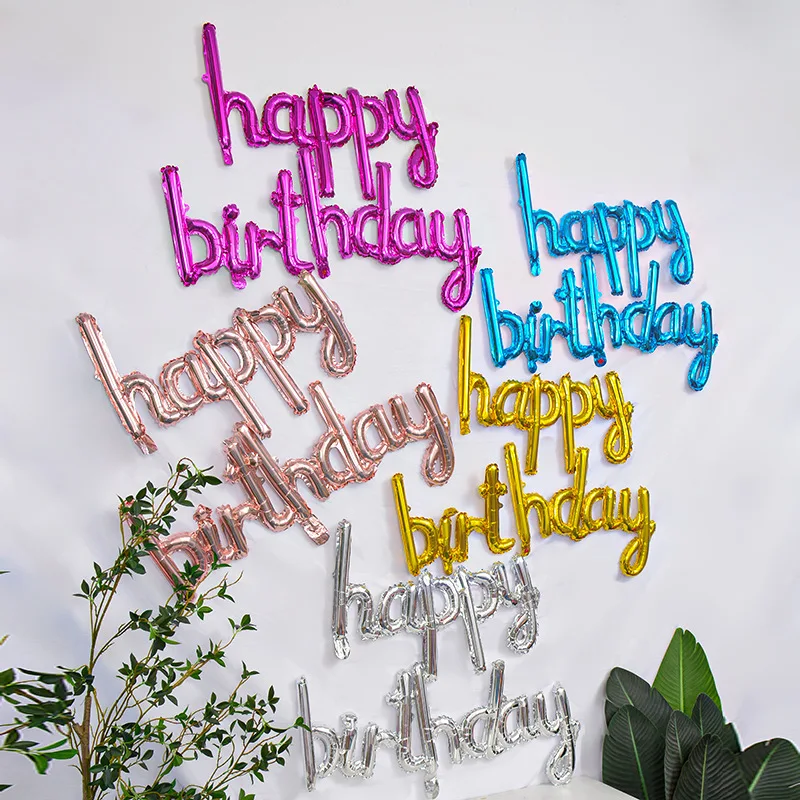 

2pcs/set Happy Birthday Balloons Pink Purple Aluminium Foil Balloon Birthday Party Decoration Suppries Home DIY Accessories Prop