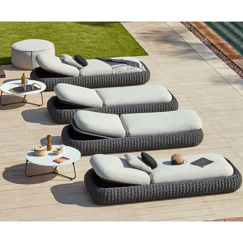 Outdoor sunbathing loungers beach beds swimming pool outdoor loungers garden furniture modern beach villa leisure style