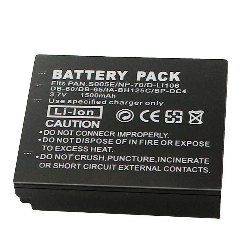 1500mAh Rechargeable Batteries CGA-S005E S005 DMW-BCC12 Battery for Panasonic Lumix DMC-LX1 LX2 LX3 FX3 FUJI NP-70 DB60 Camera