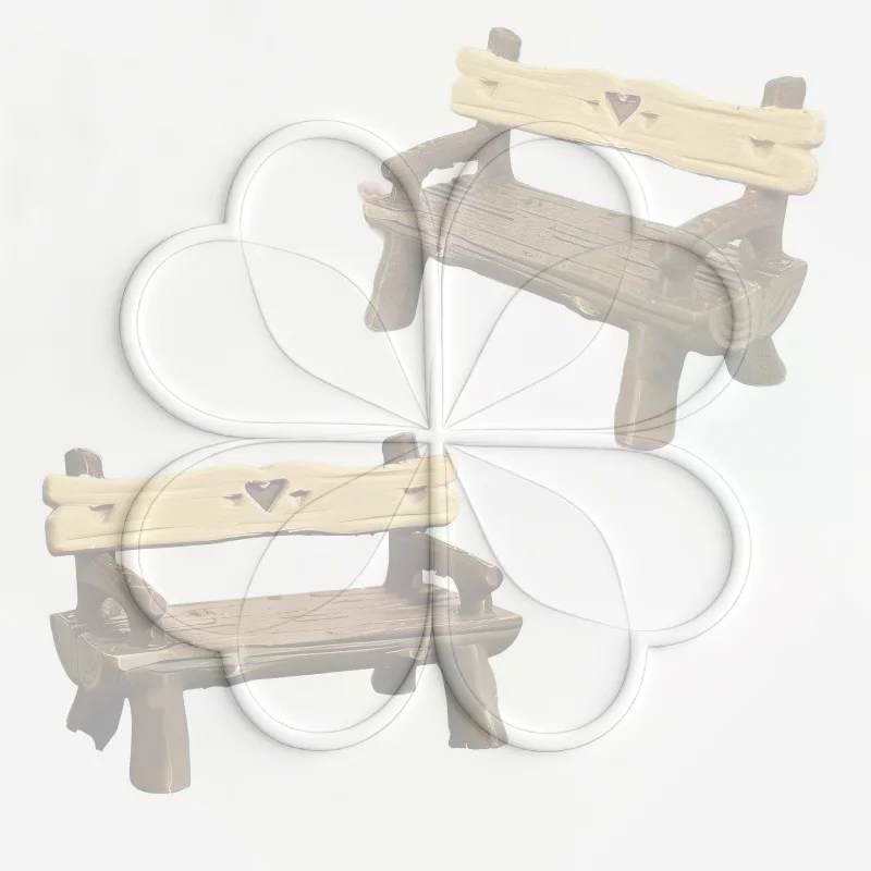 2Pcs 1/12 Dollhouse Mini Bench Park Chair Set Micro Garden Landscape Ornament for DIY Decor
