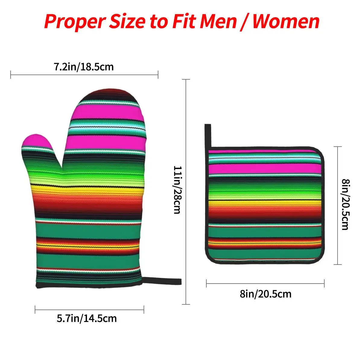 Mexican Indigenous Blanket Oven Mitts and Pot Holder Sets of 4 for Baking Kitchen Cooking Grilling Resistant Non-Slip Gloves - view 2