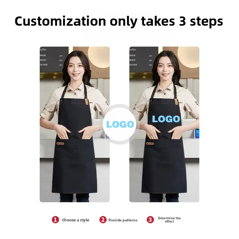 Grembiule in tela con collo appeso per uomini e donne personalizzabile con motivo logo