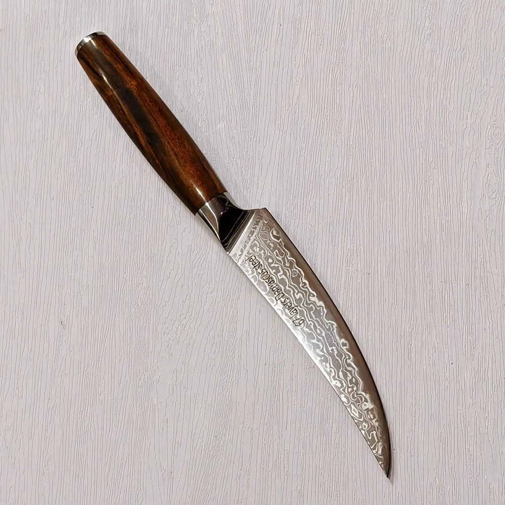 Damascus Steel Steak & Multi-Purpose Knife VG10 Is Super Sharp With Ebony Handle - Razor-Sharp Durable Blade For Kitchen