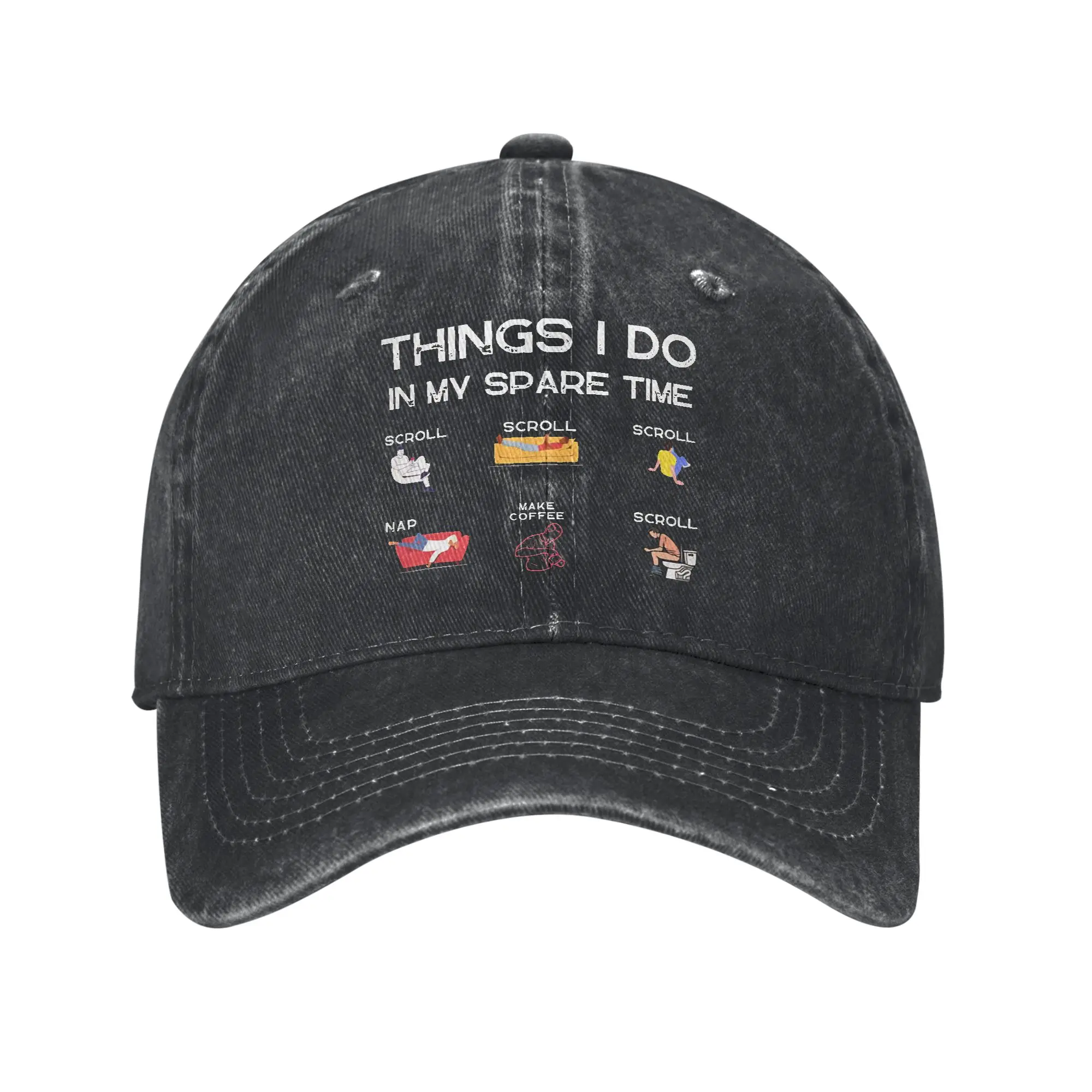 Things I Do In My Spare Time Scroll Baseball Caps Classic Distressed Washed  Snapback Cap Unisex Style Outdoor Running Caps Hat