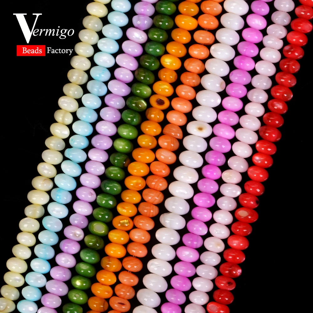 

5x3mm Natural Colorful Shell Rondelle Beads Seashell Mother Of Pearl Spacer Beads For Jewelry Making DIY Bracelets Accessories