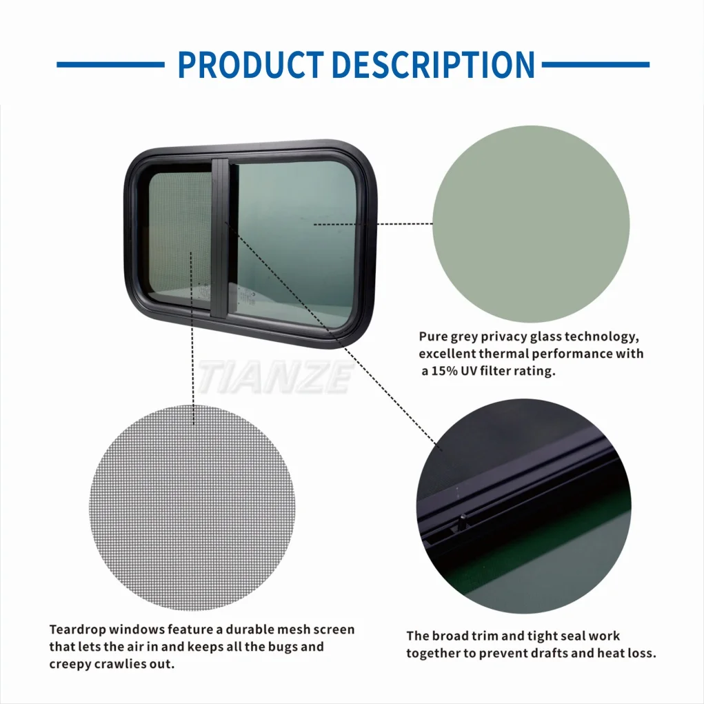 RV Fixed Window, 356x559mm Aluminum Frame Camper Window, Heavy Duty for Travel Trailer, Camper Van, Horse Trailer Side Window