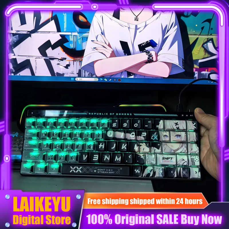 

CSGO печатная тема, пользовательские игровые колпачки для клавиш из ПБТ с боковой гравировкой, светопропускающие для механической клавиатуры серии 60-68 Cherry