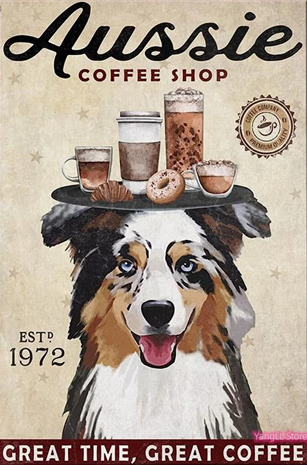 Vintage Tin Sign Australian Shepherd Dog,Home Garden Restaurant Cafe Office Shop Bar Club decoration Wall Tin Sign Posters