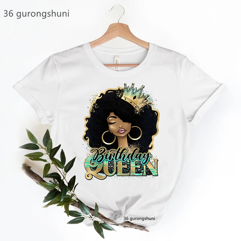 

2024 Ins Hot Sale African Curly Hair Black Gril Print Short Sleeve Summer Top Women Sexy Melanin T Shirt Student Tshirt Tees