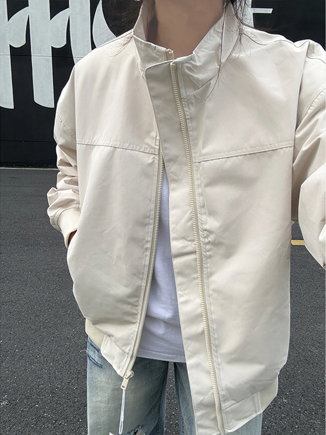 เสื้อแจ็คเก็ตกันลม Cleanfit American Sle รุ่น Jaet ort สำหรับกิจกรรมกลางแจ้ง แบบเบสบอล คอตั้ง สำหรับผู้หญิงและผู้ชาย แฟชั่นฤดูใบไม้ร่วง เสื้อคลุม