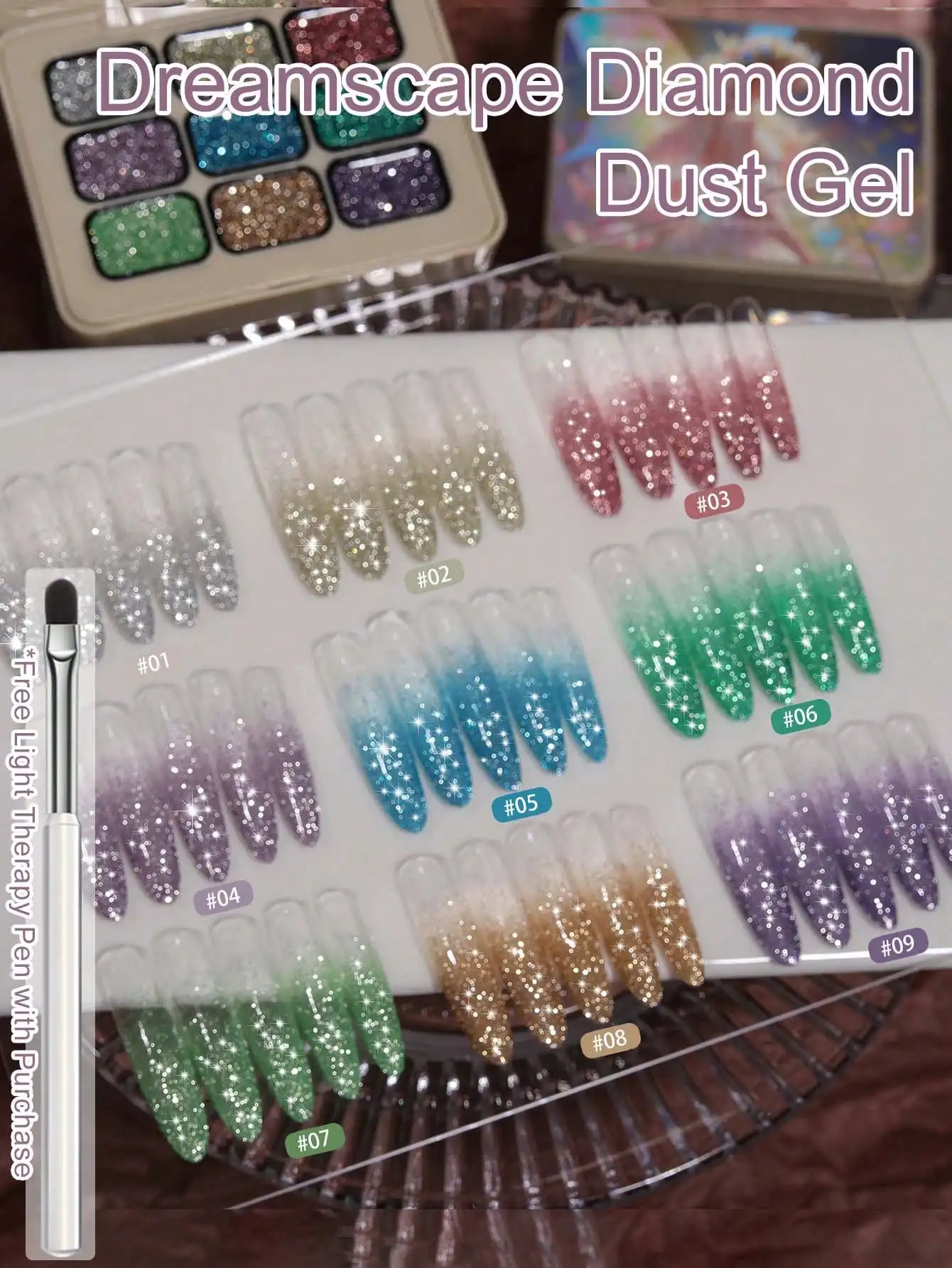 MORDDA 9 قطعة Dreamscape الماس الغبار سلسلة بريق الصلبة لاصق هلام طلاء الأظافر التدرج شبه دائم نقع قبالة UV LED مسمار #3