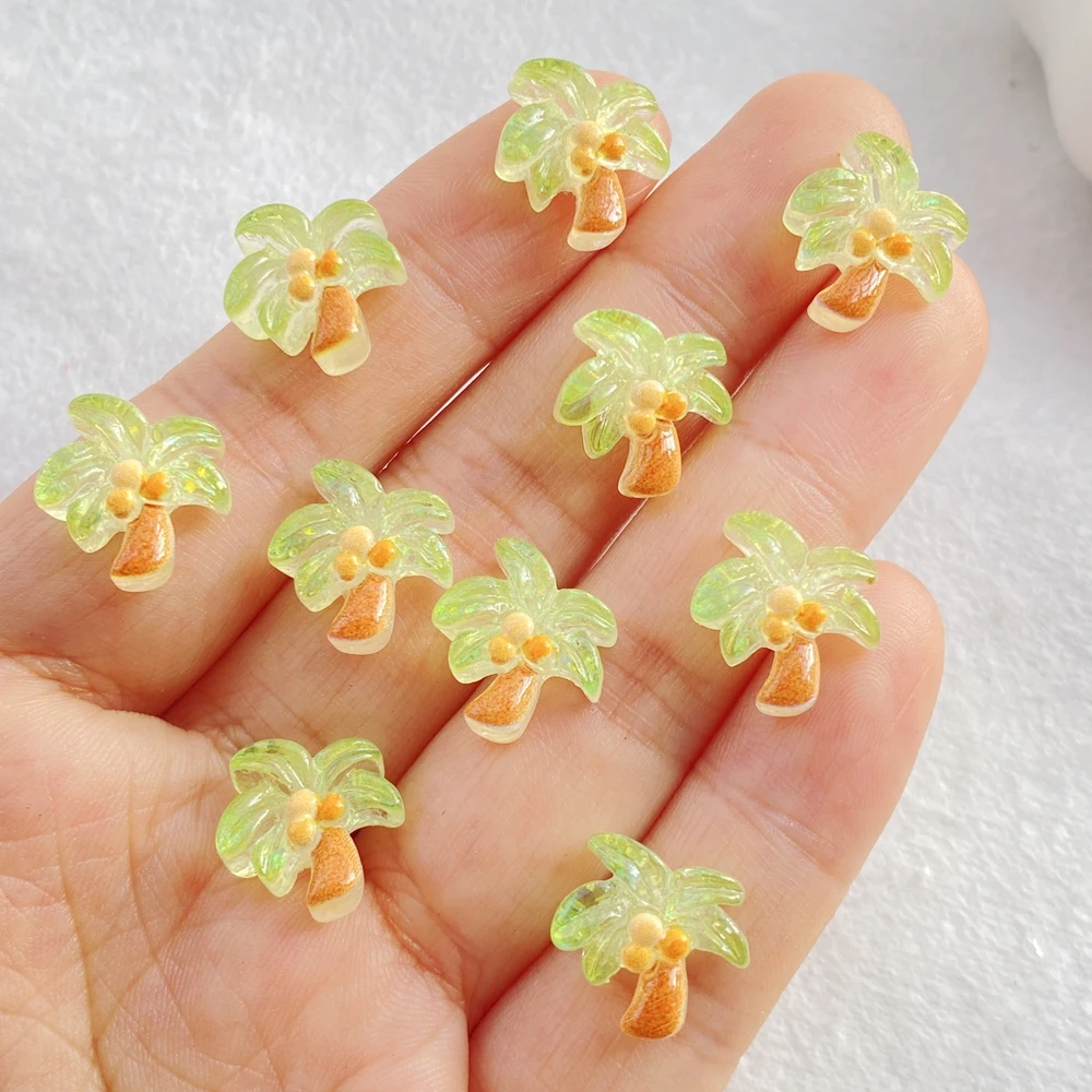 30Pcs New Mixed Nail Art Resin Coconut tree Designer Charms Rhinestones DIY Craft For Nail 3D Decorations