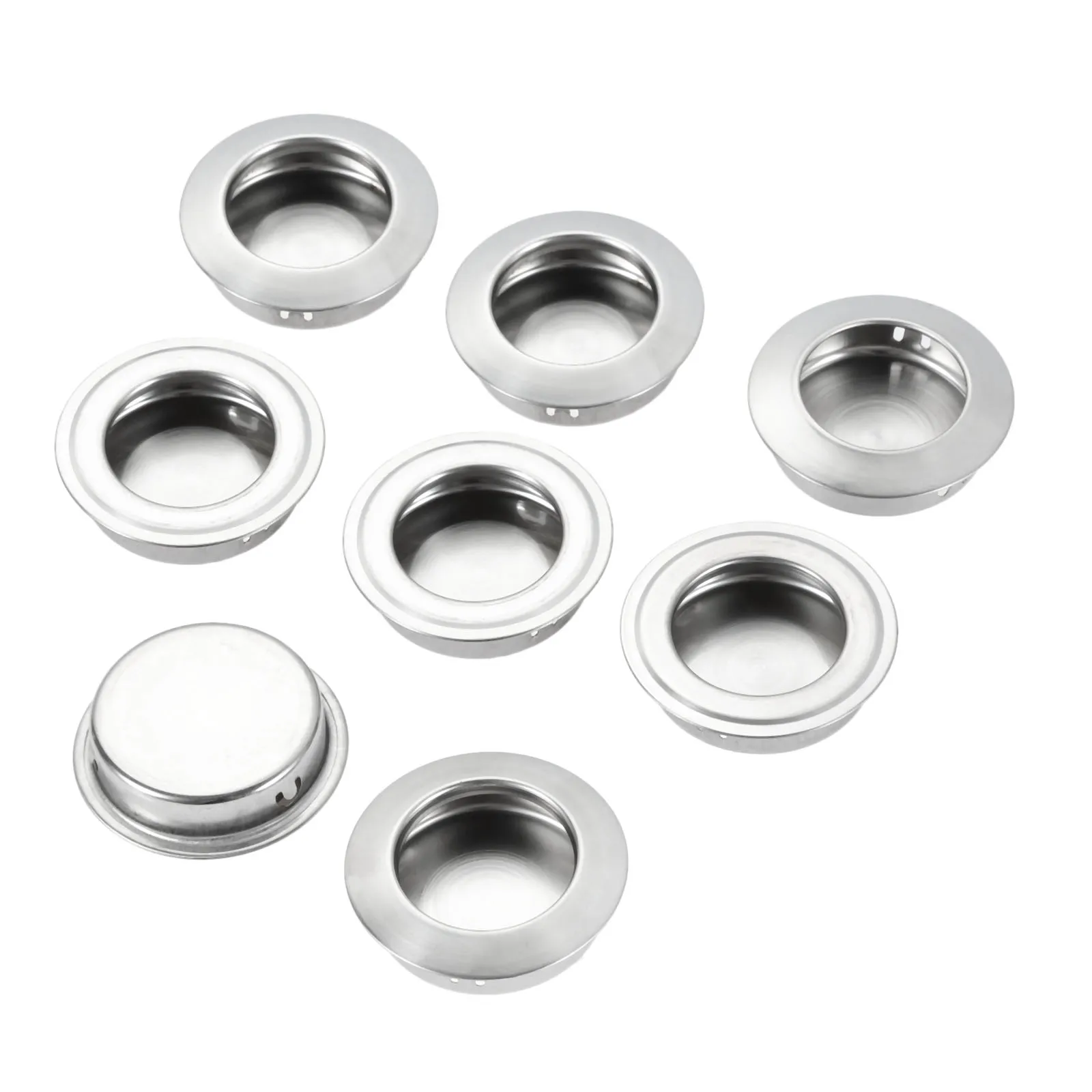 5Pcs Stainless Steel Flat/Sloped Door Handles Round Recessed Flush Pulls Finger Insert Sliding Door Drawer Handles Cabinet Pulls