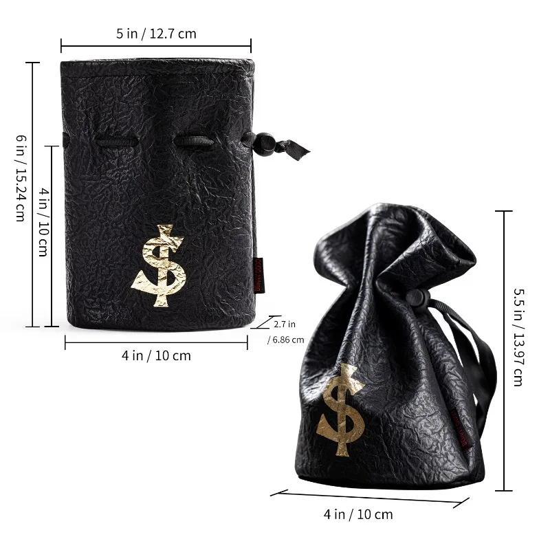 PU Leather Drawstring Bag Portable Storage Pouch for Bluetooth Earphones Jewelry Dice Storage Box