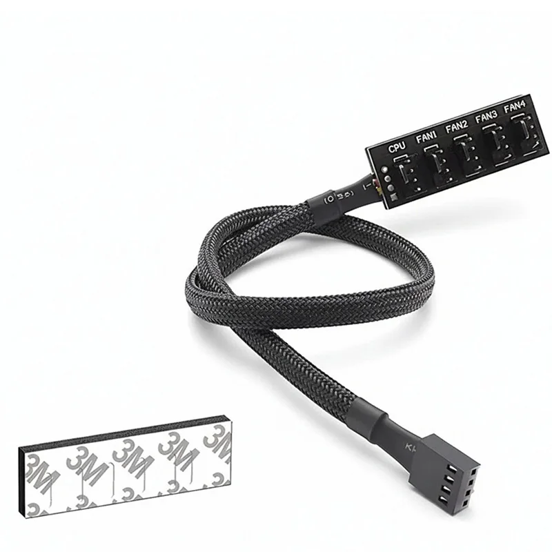 Hub de ventilateur PWM Coolcirc 1 à 5 canaux - Répartiteur 4 broches pour ventilateurs CPU et boîtier PC