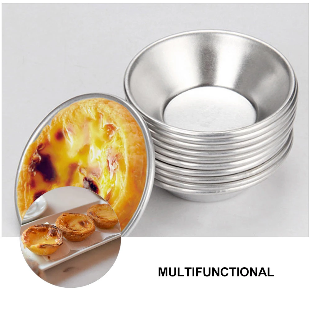 

Egg Tart Baking Molds Aluminum Non stick Coating Round Cake Supplies Kitchen Tools Reusable Bake Mold Efficient Heat Transfer
