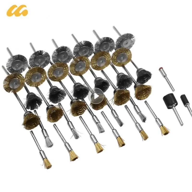 15/98Pcs Brass Brush Steel Wire Wheels Brushes Drill Rotary Polishing For Mini Dremel Rotary Tools Metal Rust Removal Brush Set