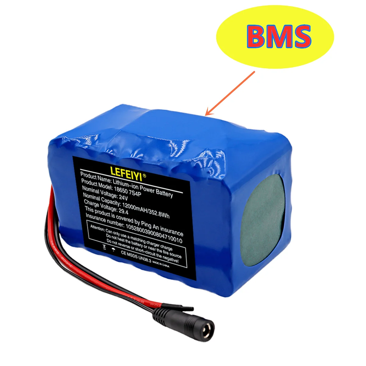 LEFEIYI 24V 7S4P 12000mAh High Power 12AH 18650 Lithium Battery Pack with BMS 29.4V