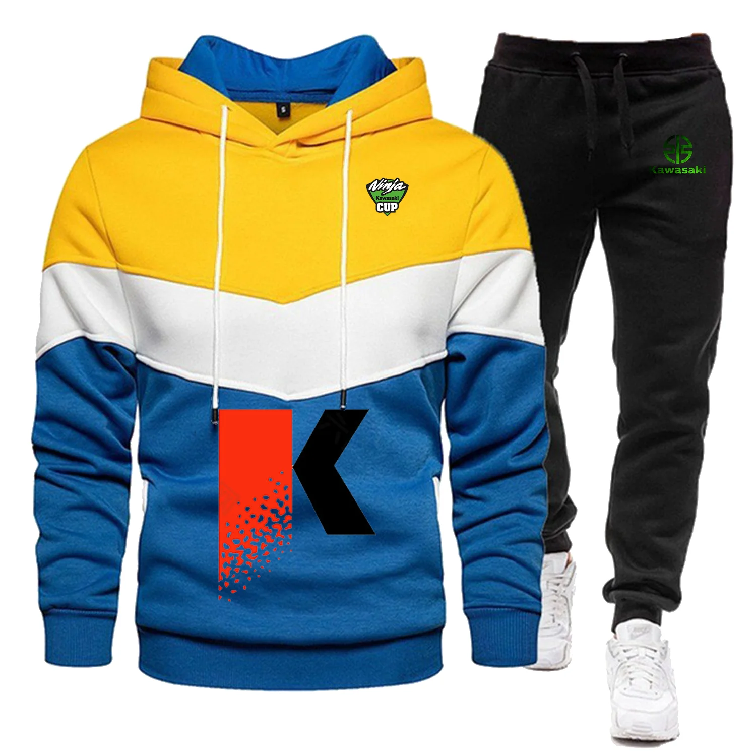 Kawasaki-Conjunto de dos piezas para hombre, ropa deportiva de entrenamiento Unisex, sudadera de aventura, traje de carreras, pantalones, trajes, uniforme de motocicleta