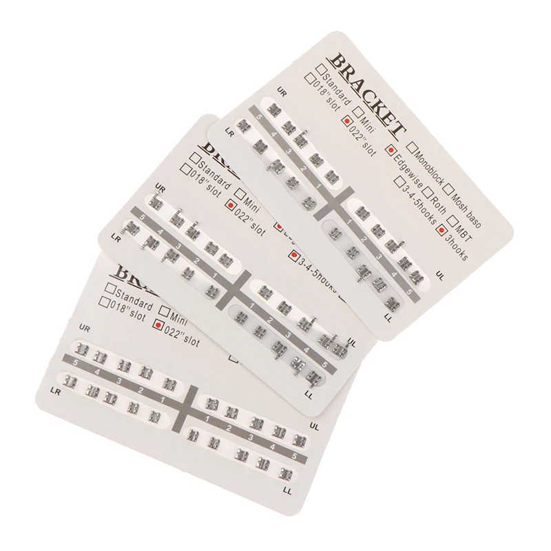 New 20pcs/set Dental Orthodontic Mini Edgewise Metal Bracket 3 with hook 3 4 5 with hooks/no hook