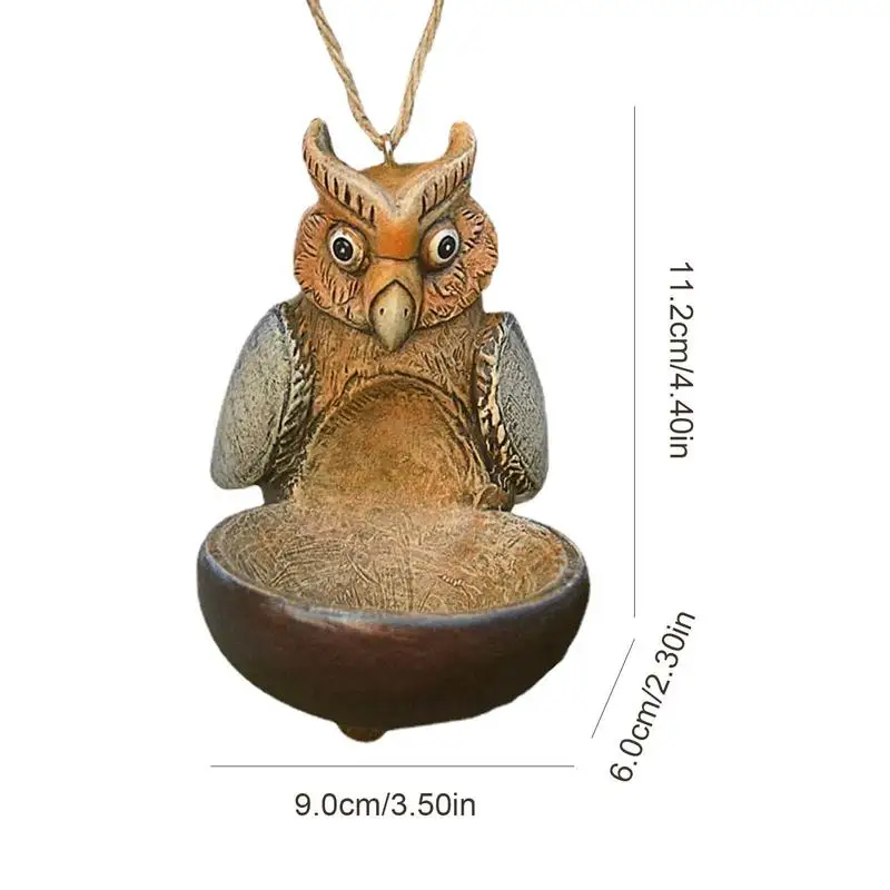 Bird Feeders Outdoors Hanging Pastoral Style Resin Owl Bird Feeder Garden Pendant Resin Craft Squirrel Proof Feeder For Yard