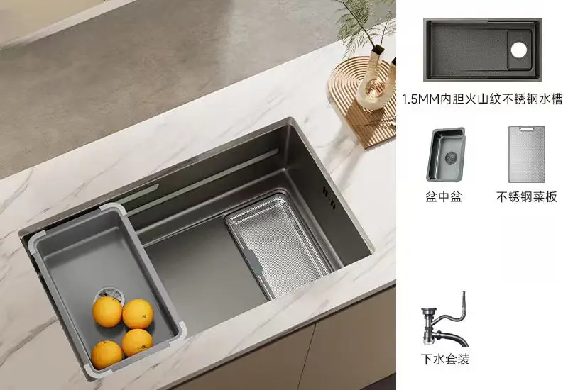Modern SS304 Kitchen Sink, Under Table Sink, Embedded Sink, 16 Gauge