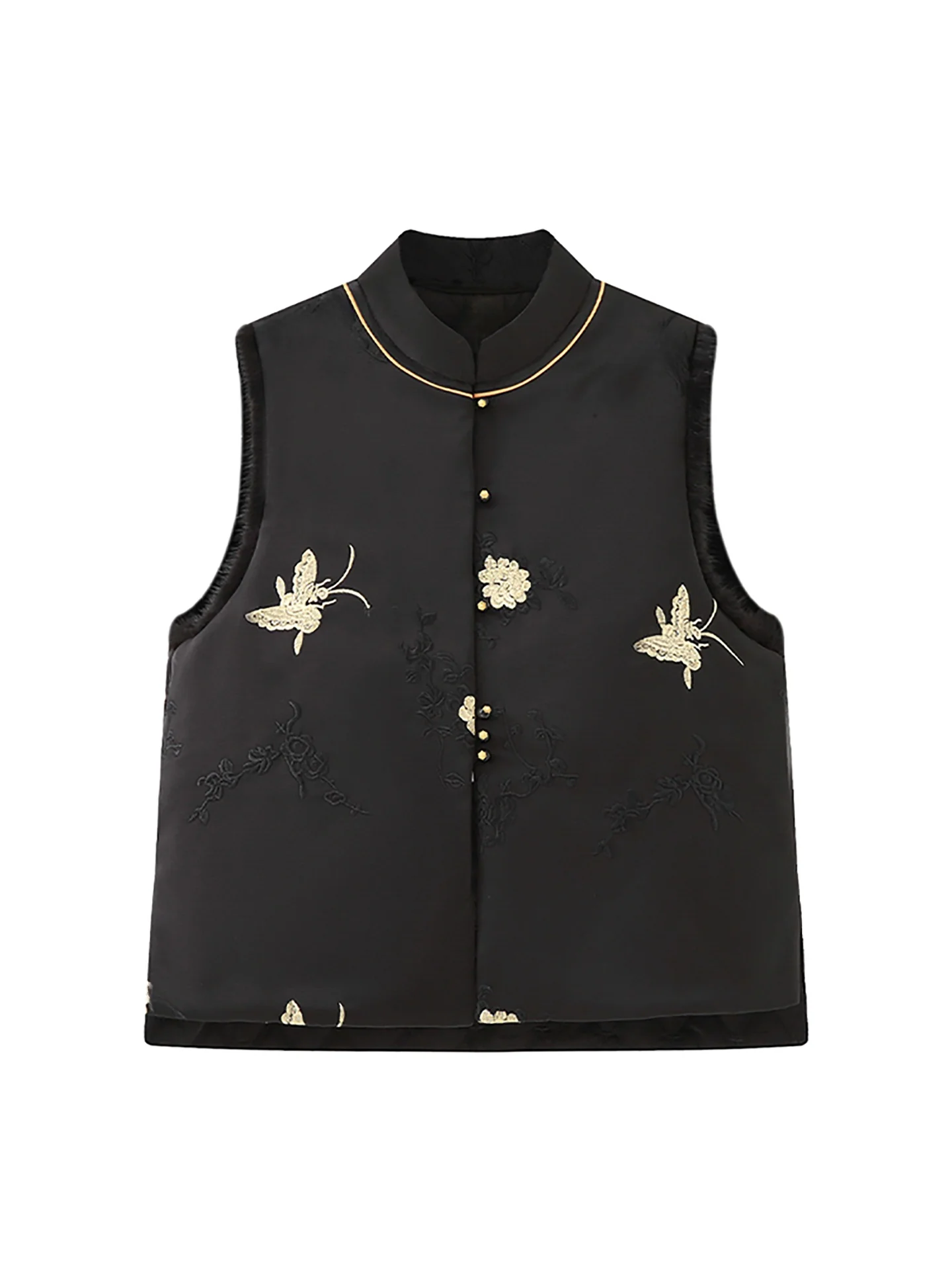 

Хутряный хлопковый жилет Thiened с вышивкой, женская модная зимняя верхняя одежда, бренд Etam, ретро, деталь на пуговицах