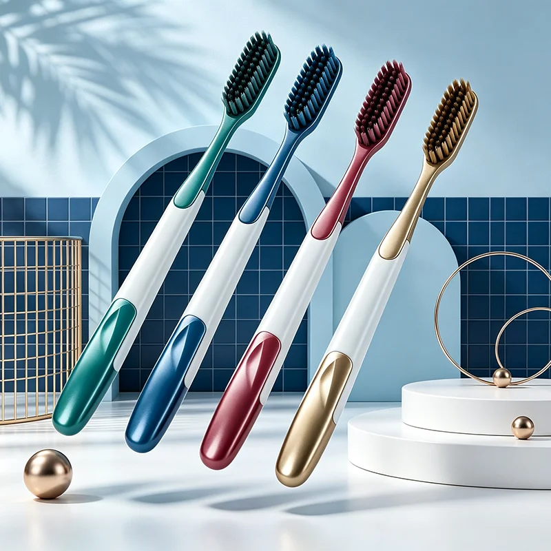 4Pcs Extra Long Head Toothbrushes – Fine Soft Bristles, Deep Cleaning, Time-Saving Design for Adults, Family Daily Oral Care