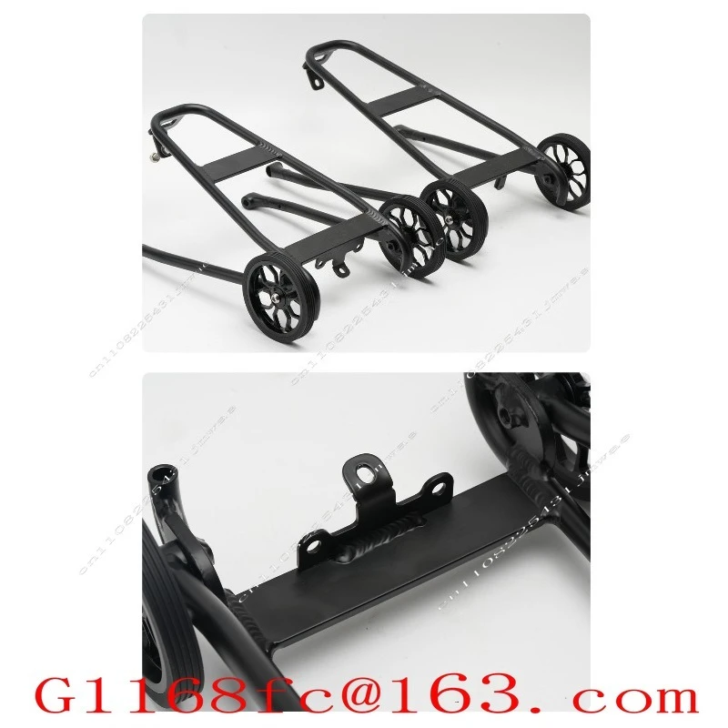 Folding Bicycle Accessories Modified Aluminum Alloy Tailstock with Guide Wheels Luggage Rack Rear Shelf