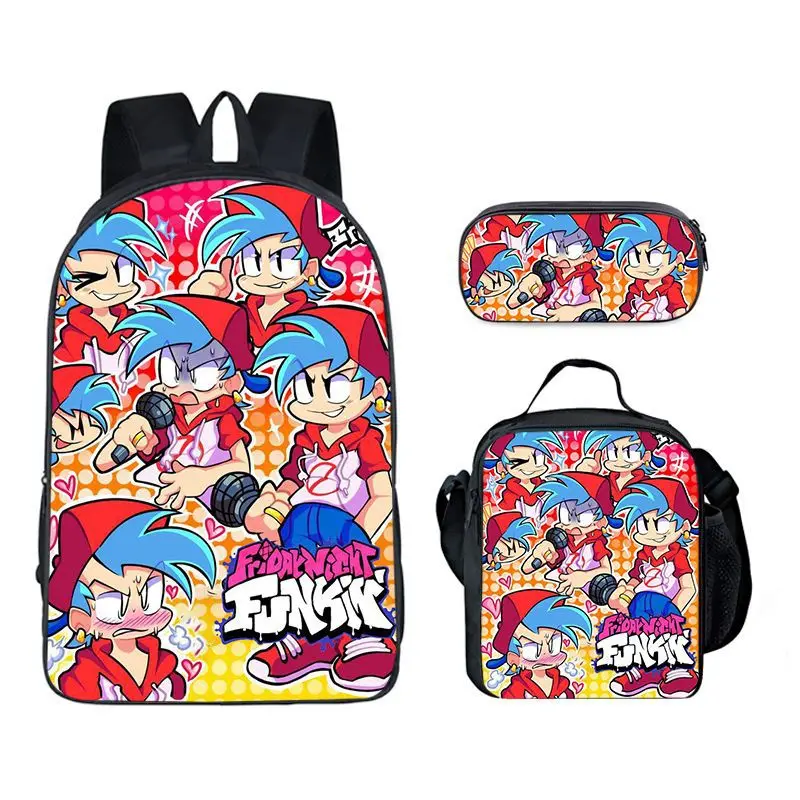 Classic Popular Funny Friday Night Funkin 3D Print 3pcs/Set pupil School Bags Laptop Daypack Backpack Lunch bag Pencil Case