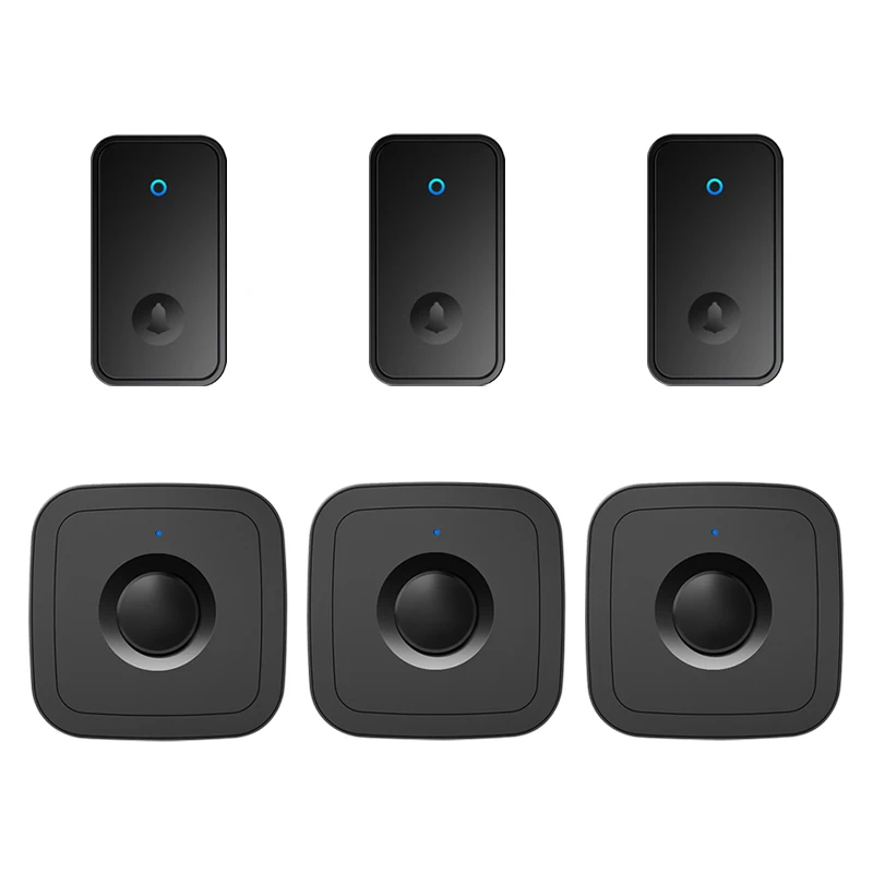 CACAZI Smart Self-Powered Home Wireless Doorbell No Need Battery 60 Ringtones 150 Meters Range Waterproof Remote Ring Bell Black
