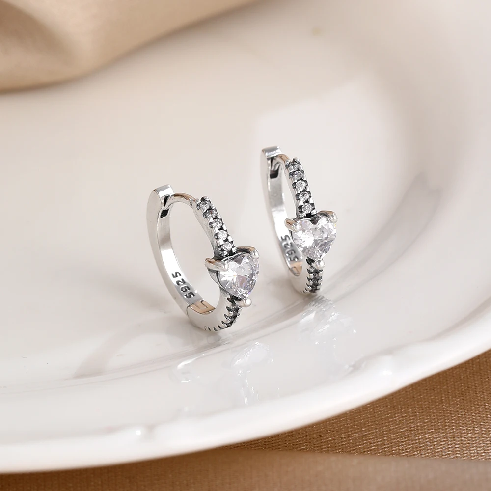 Women's 925 Sterling Silver Hoop Earrings Set with Zircon