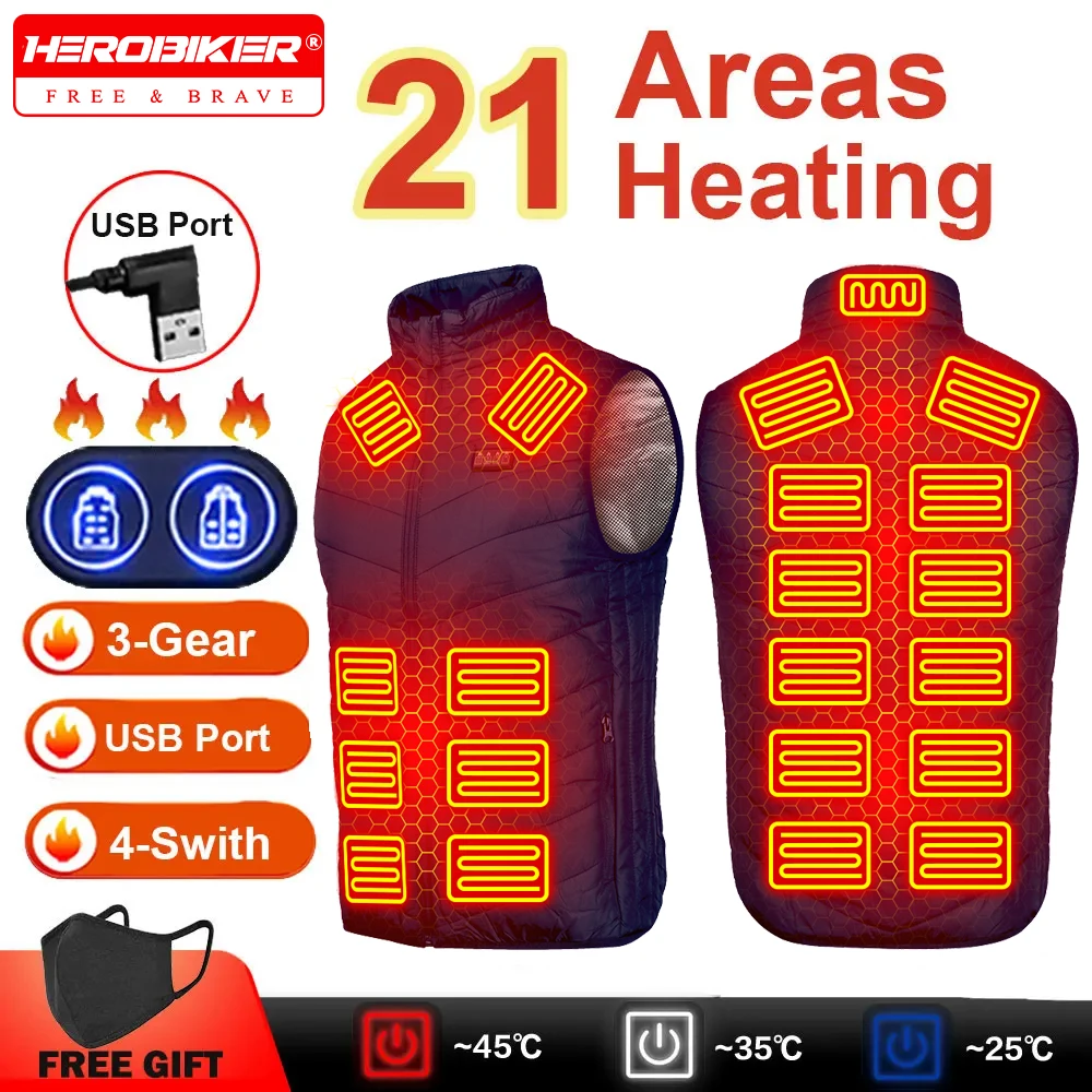 

Smart Heating Vest for Men Women USB Rechargeable Thermal Jacket Winter Warm Electric Skiing Waistcoat Full-Body Heating Vest