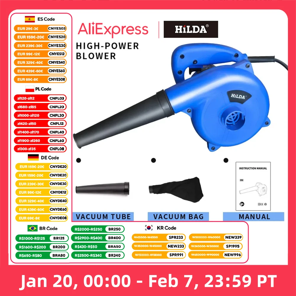 HILDA Air Blower 1000W Computer Dust Collector BlowerElectric Air Blower Dust Blowing Dust Computer Cleaner